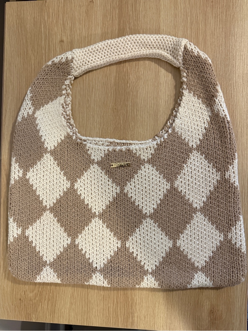 Kopari Argyle Knit Tote Bag